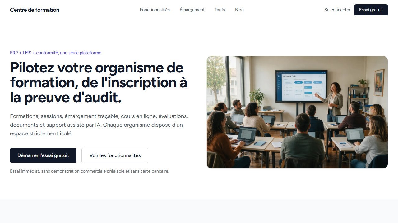 ERP et LMS pour organismes de formation réalisé par Agency Code Hub
